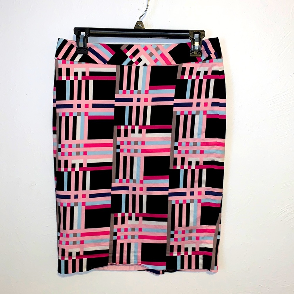 Pink Plaid Pencil Skirt